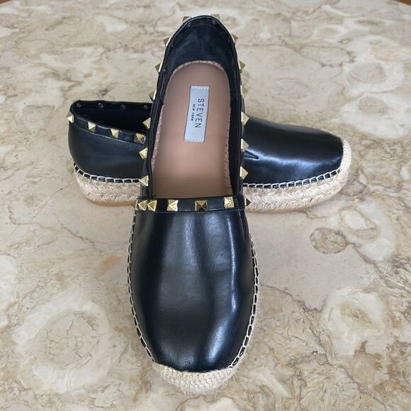 Steve Madden Pauda Platform Espadrilles Gold Tone Studs - Picture 1 of 15